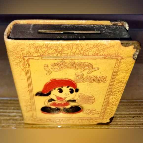 Vintage 1935 Figural Scrappy Bank Money Saver Thrift Book COIN BANK - Picture 4 of 6